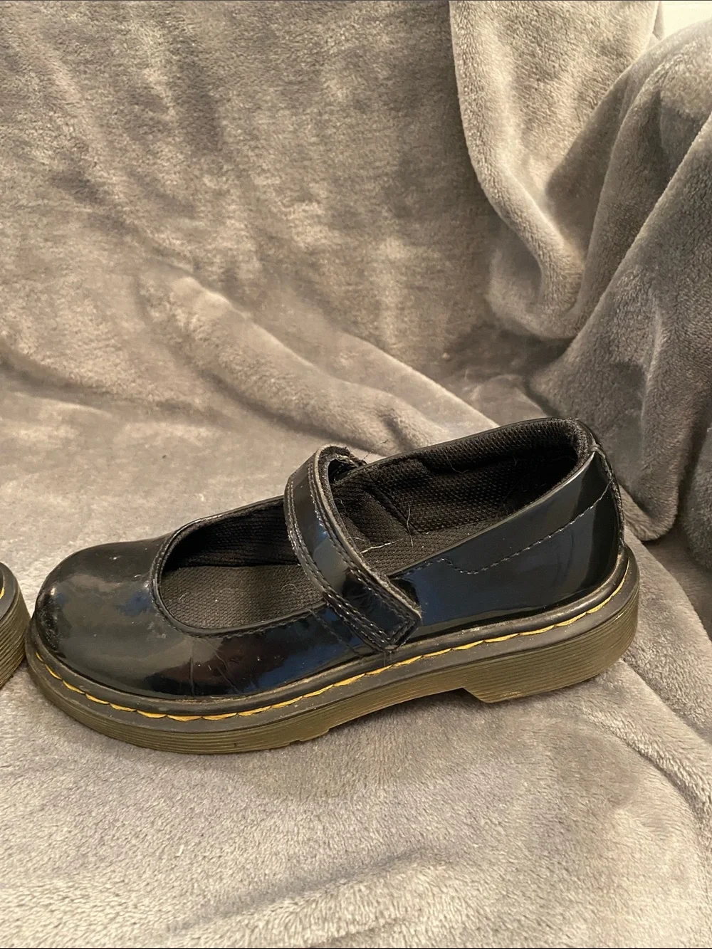 Dr. Martens Black Patent Mary Jane Kids Shoes with Strap